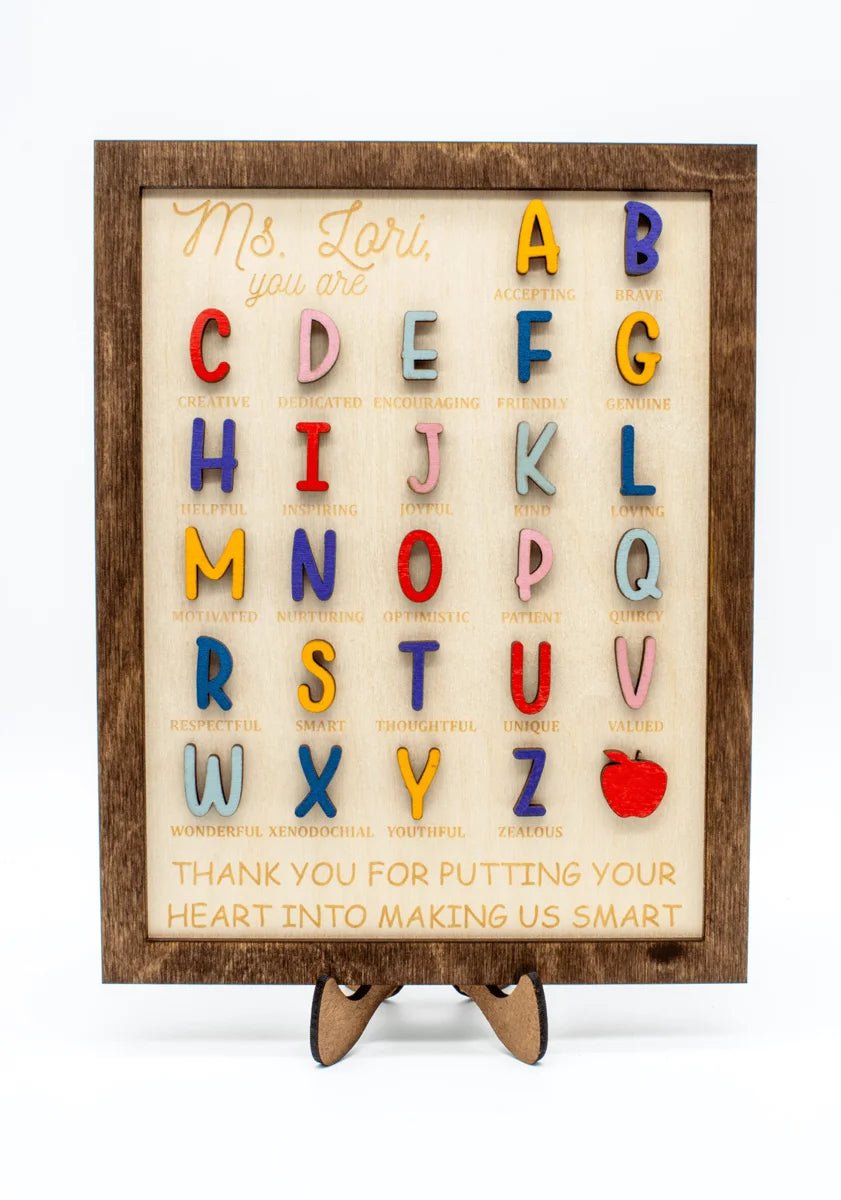 Personalized Teacher ABC Sign - Personalized Teacher Appreciation Sign