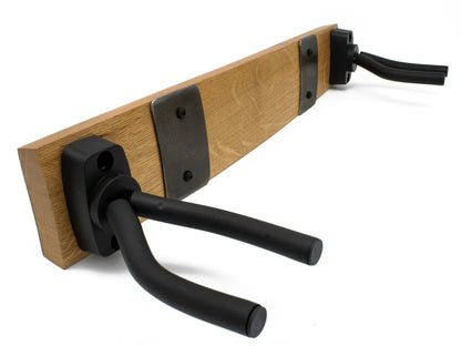 18" Whiskey Barrel Stave Double Guitar Hanger - 2 Instruments