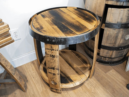 Whiskey Barrel End Table - Barrel Head End Table