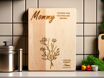 Personalized Handprint Flower Maple Cutting Board: A Heartfelt Thank You