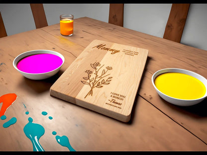 Personalized Handprint Flower Maple Cutting Board: A Heartfelt Thank You