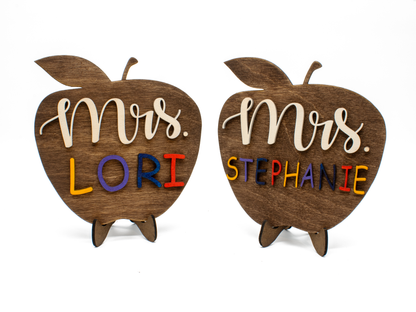 Custom Teacher Apple Sign - Personalized Desk Decor