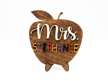 Custom Teacher Apple Sign - Personalized Desk Decor