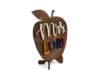 Custom Teacher Apple Sign - Personalized Desk Decor