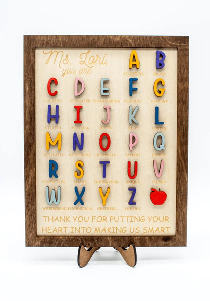 Personalized Teacher ABC Sign - Personalized Teacher Appreciation Sign