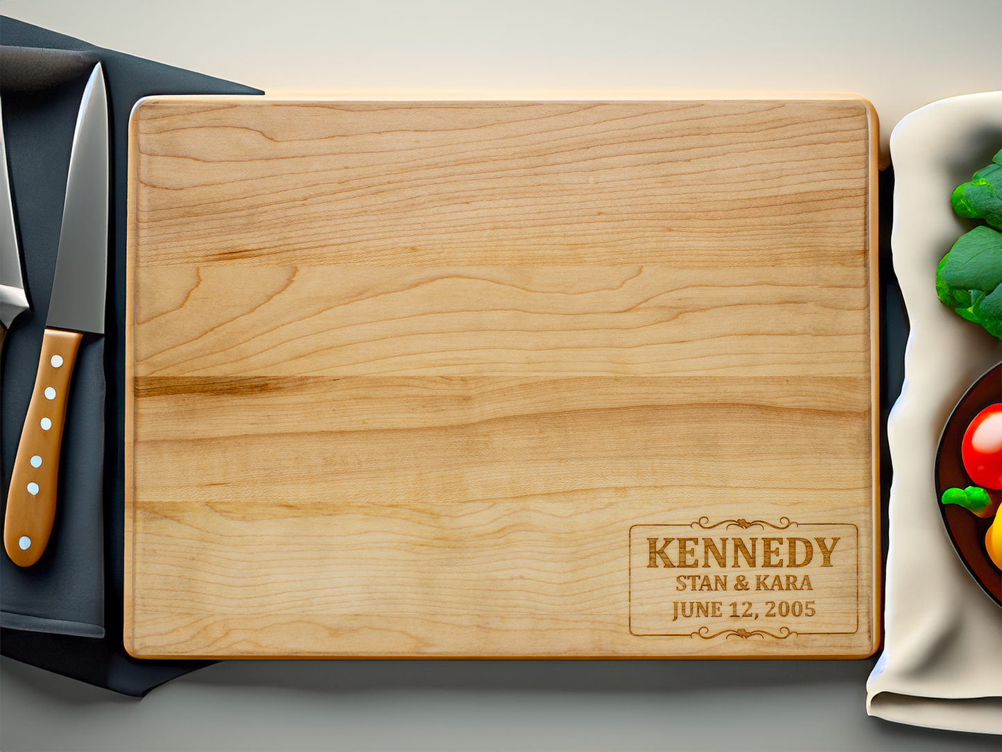 Engraved Wedding Date Cutting Board - 9"x12"