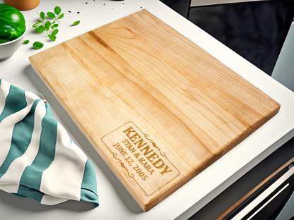 Engraved Wedding Date Cutting Board - 9"x12"