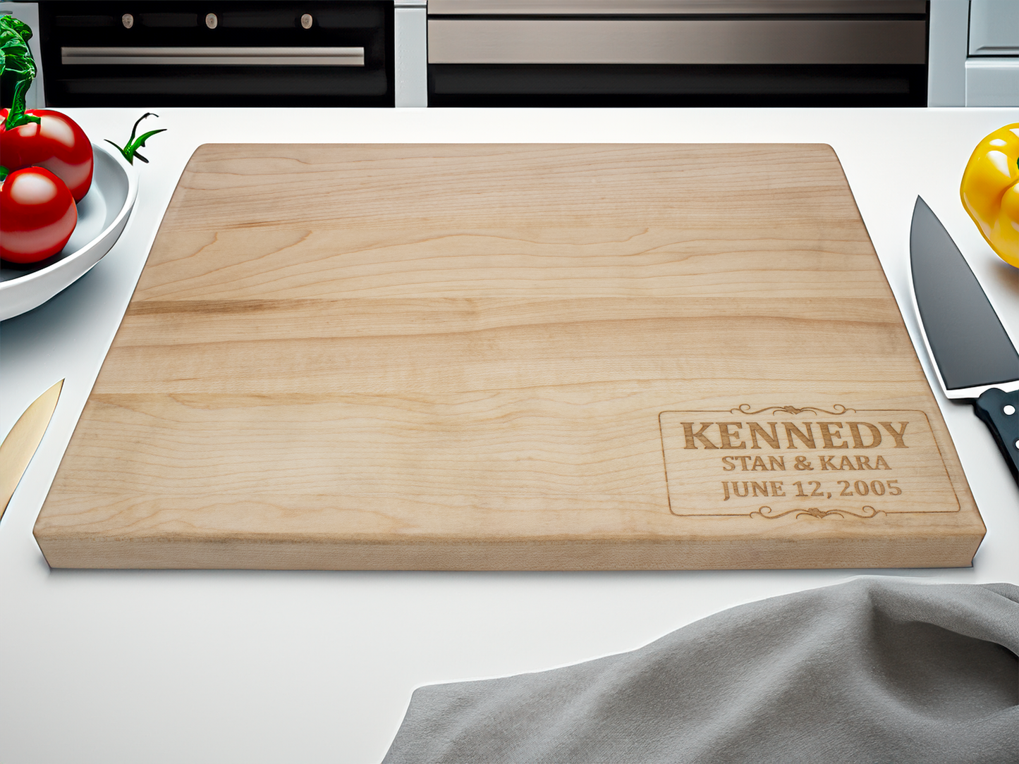 Engraved Wedding Date Cutting Board - 9"x12"