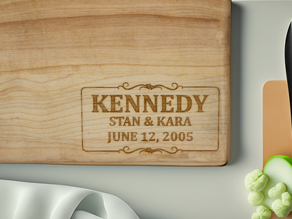 Engraved Wedding Date Cutting Board - 9"x12"