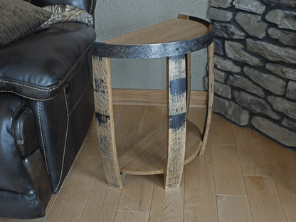 Whiskey Barrel Half End Table - Barrel Head End Table