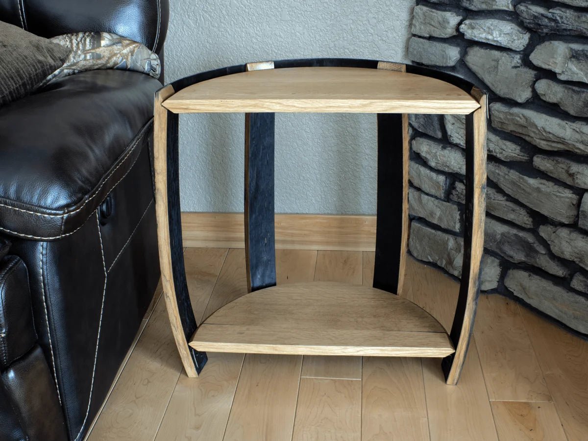 Whiskey Barrel Half End Table - Barrel Head End Table
