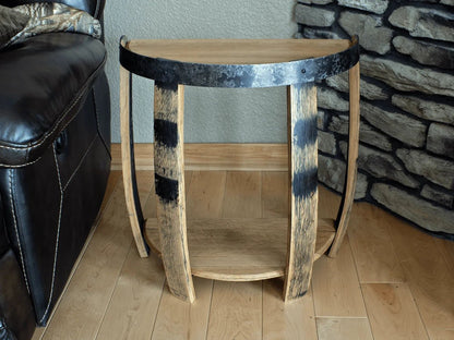 Whiskey Barrel Half End Table - Barrel Head End Table
