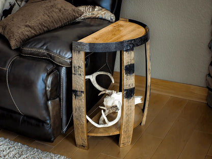 Whiskey Barrel Half End Table - Barrel Head End Table